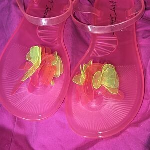 Betsey Johnson Pink Sandals with Floral Accents